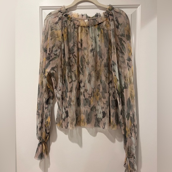 Anthropologie Long Sleeve Printed Sheer Blouse - size medium - Picture 3 of 9